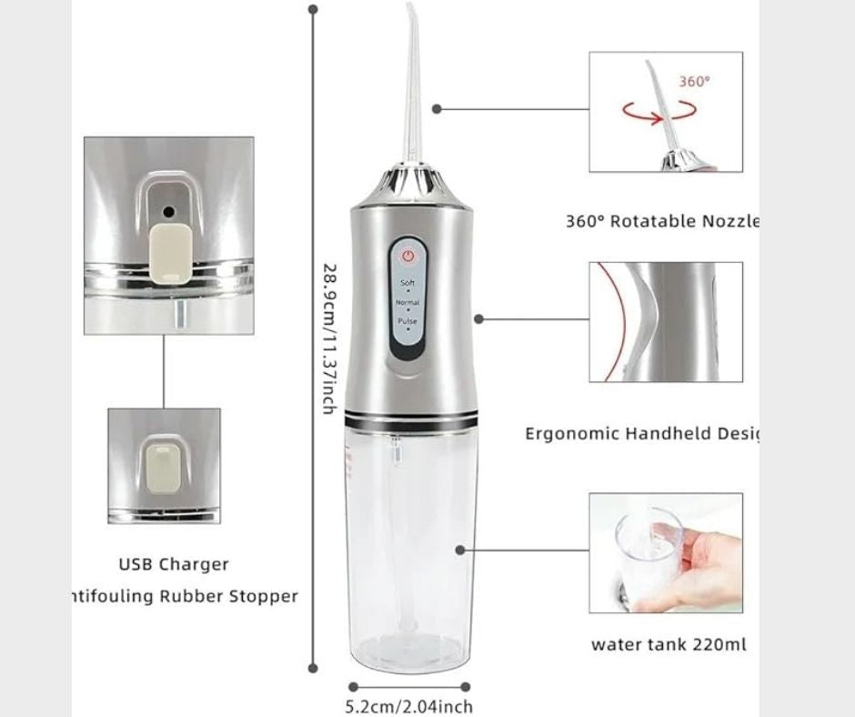 Irrigador oral portátil.