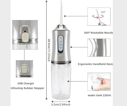 Irrigador oral portátil.
